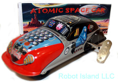 Mr. Atomic Robot Space Car Tin Toy Windup