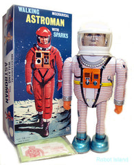 Astroman Robot Osaka Tin Toy Spaceman Tin Toy Wind up 2001 A Space Odyssey White