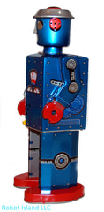 Atomic Robot Man Windup Giant Tin Toy Blue 12" Tall - St. John Toys
