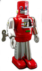 ARRIVED! Hex Head Metal House Robot Red Wind-Up Tin Toy