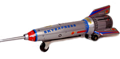 ARRIVED! Rocket Tin Toy 15" Tall Space Toy Spring Activated Action- SALE!