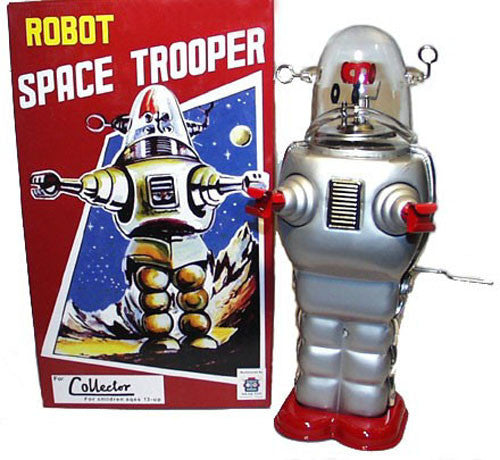 ARRIVED Robby the Robot Space Trooper Tin Windup Silver Robot Island