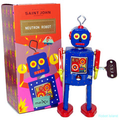 ARRIVED! Blue Neutron Robot Tin Toy Windup Special Edition - St. John Toys-Sale!