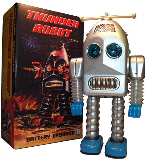 Thunder Robot Battery Operated Silver Tin Toy – Robot Island