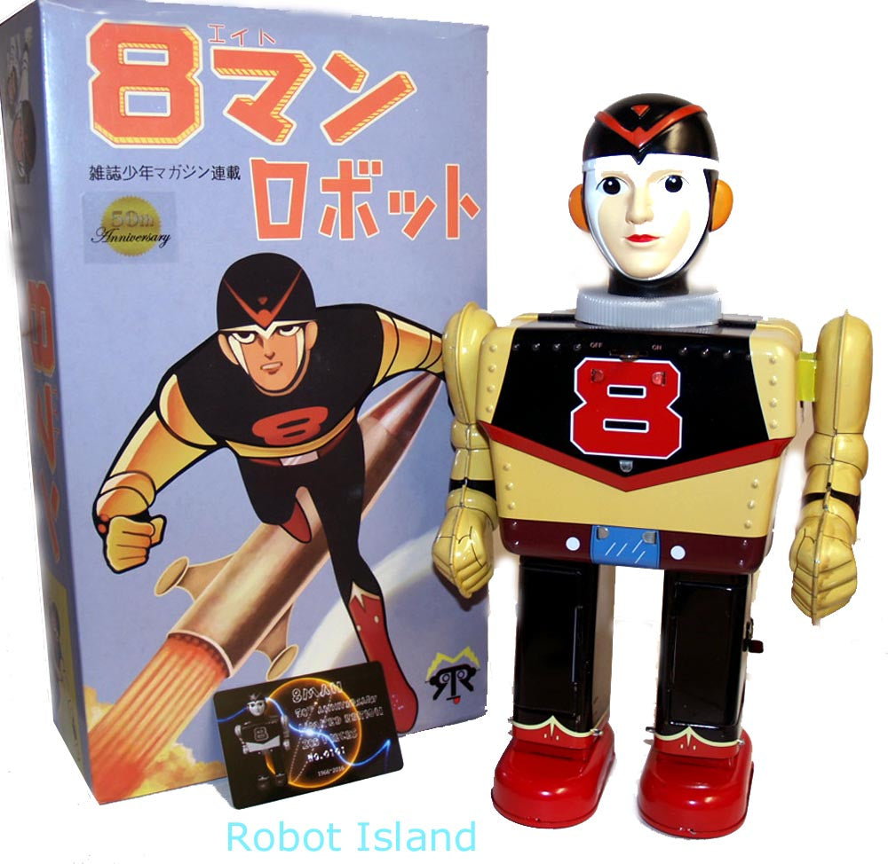 Eighth Man Super Hero Tin Robot Yonezawa "8 Man" Robot Black Edition