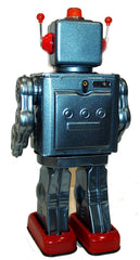 ARRIVED! Blue ME100 Robot Blue Metallic Tin Toy Robot Battery Operated