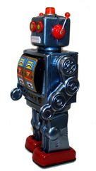 ARRIVED! Blue ME100 Robot Blue Metallic Tin Toy Robot Battery Operated
