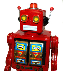 ME100 Tin Toy Robot RED Mr. D Cell Battery Operated Rotatomatic Robot