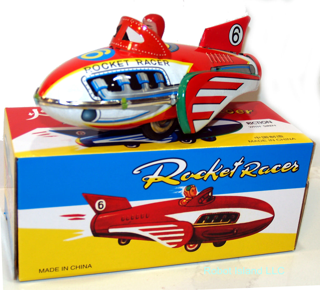 Rocket Racer Space Ship Tin with Engine Sound Friction Power Racer #6 ...