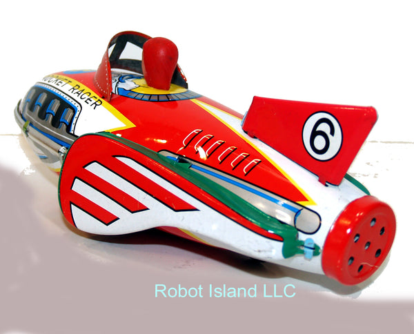 Rocket Racer Space Ship Tin with Engine Sound Friction Power Racer #6 ...