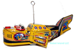 Just Arrived! Yellow Space Robot Whale Windup Tin Toy St. John Marxu