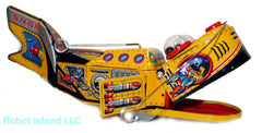 Just Arrived! Yellow Space Robot Whale Windup Tin Toy St. John Marxu