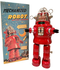 ARRIVED! Arrived - Factory Sample Red Mechanized Robby the Robot Tin Toy Japan