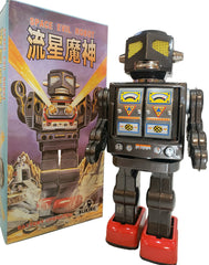 ARRIVED! Black/Gun Metal Grey Edition Space Evil Robot Metal House Robot Japan Tin Toy Yellow Eyes