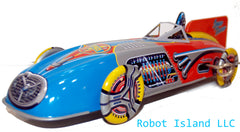 Robby the Robot Tin Toy Windup Space Racer with Robot Driver