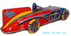 Robby the Robot Tin Toy Windup Space Racer with Robot Driver