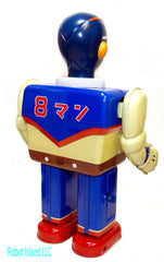 Blue Eighth Man Super Hero Tin Toy Yonezawa "8 Man" Robot Blue