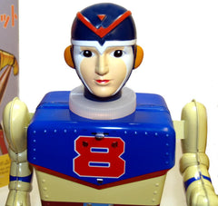 Blue Eighth Man Super Hero Tin Toy Yonezawa "8 Man" Robot Blue