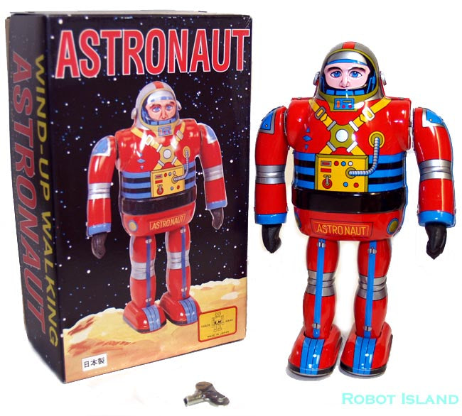 Astronaut Metal House Robot Tin Toy Windup Japan Osaka Tin Toy