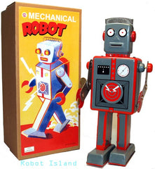Giant Mechanical Easelback Robot Windup Tin Toy