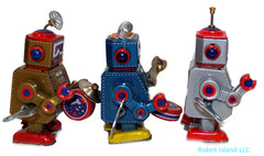 Windup Drummer Robot Set of 3 Tin Toy Windups