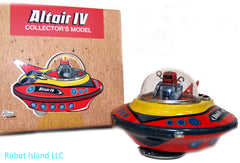 Altair IV Robot Flying Saucer Windup Gyro Crank Action Tin - Collectors Edition!