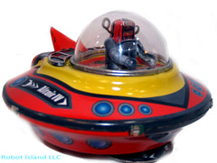 Robot Flying Saucer Altair IV Robby the Robot Windup Gyro Crank Action Tin - Collectors Edition!