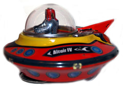 Robot Altair IV Flying Saucer Windup Gyro Crank Action Tin Collectors Edition - SALE!