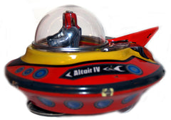 Robot Flying Saucer Altair IV Robby the Robot Windup Gyro Crank Action Tin - Collectors Edition!