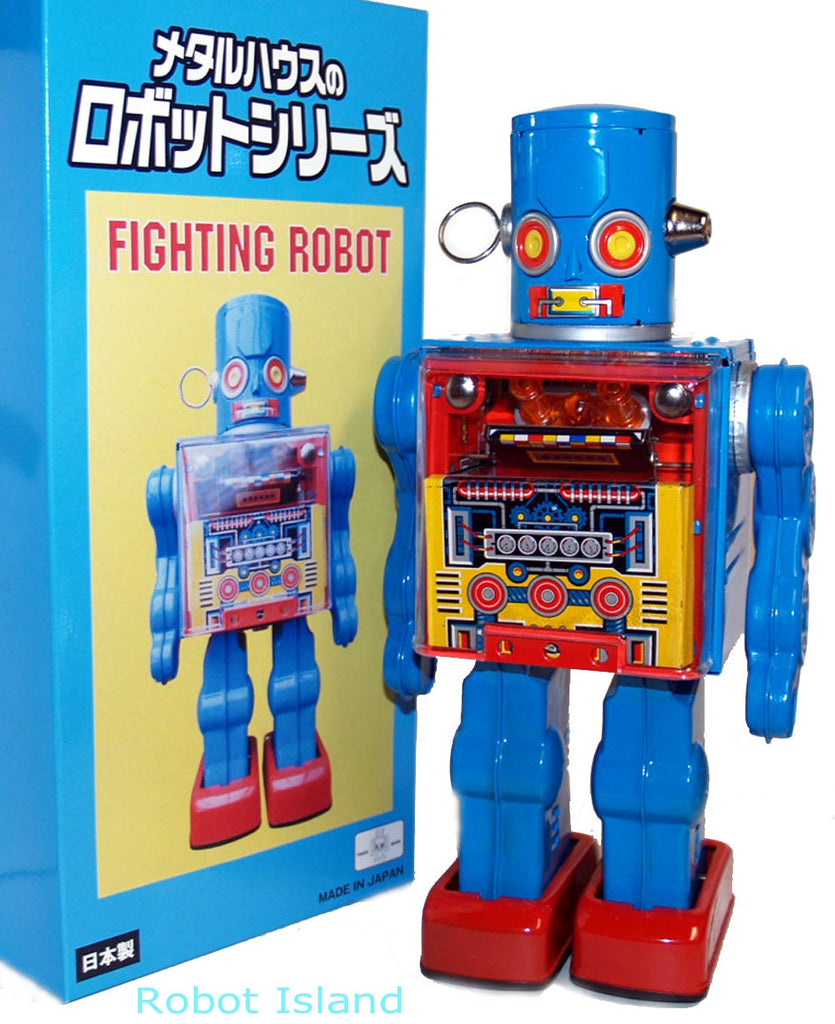 Metal House Fighting Robot Japan Tin Toy Robot