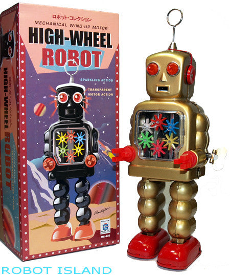 High Wheel Gear Robot Wind Up GOLD - SALE!