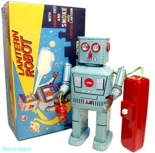 Lantern Robot Tin Toy Battery Operated Battery Powder Robot