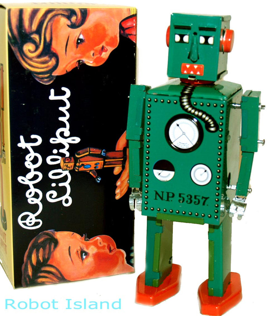 Green Lilliput Robot Tin Toy Windup