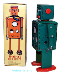 Green Lilliput Robot Tin Toy Windup