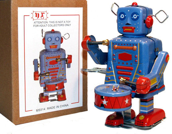 Robot Drummer Windup Tin Toy - SALE!