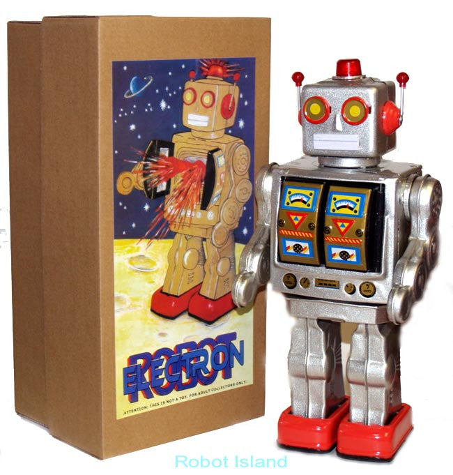 Electron Robot ME100 Robot Silver Tin Toy Mr. D-Cell - Display Version