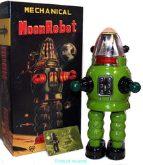 ARRIVED! Green Moon Robot Robby the Robot Tin Toy Windup Limited Edition Green