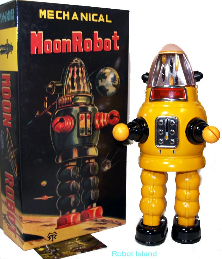 Moon Robot Robby the Robot Tin Toy Windup Limited Edition YELLOW