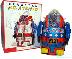 ARRIVED! Arrived - BLUE Mr. Atomic Robot Japan Osaka Tin Toy Blue OTTI Cragstan