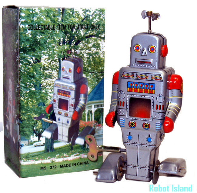Peddle Foot Robot Tin Toy Windup Weatherman