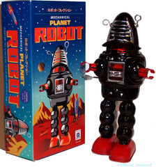 Planet Robot Robby the Robot Black Windup Tin Toy Black
