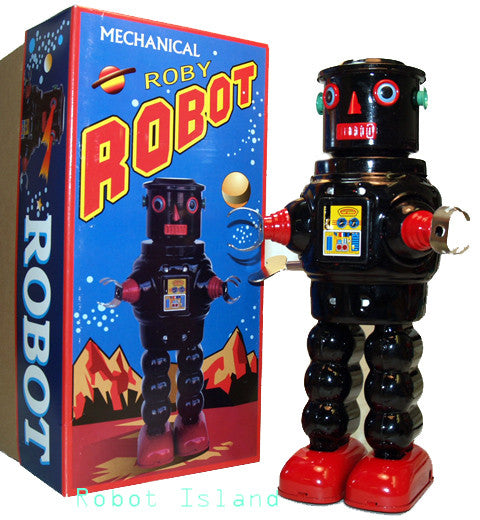 R-35 Robot Tin Windup meets Robby the Robot Black