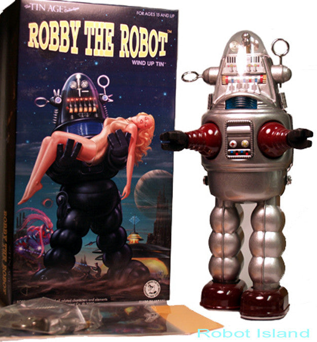 Osaka Tin Robby the Robot Windup Silver Edition with Certificate!