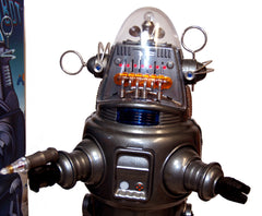 Exclusive Japan Grey Metallic Gloss Robby the Robot with Blaster Osaka Tin Toy Japan