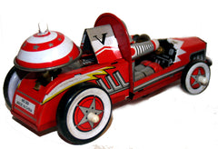 Robot Racer Tin Toy Windup Race Car Red