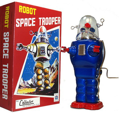 Robby the Robot Space Trooper Tin Windup Blue
