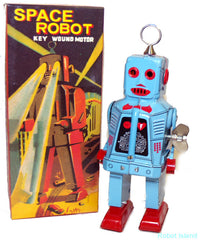 Sparky Robot Powder Blue Tin Toy Windup Canadian Edition - SOLD OUT!