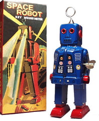 ARRIVED! Blue Sparky Robot Tin Robot Wind Up